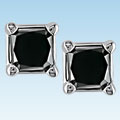 14k Gold 1 1/2ct TDW Black Diamond Square Studs