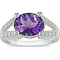 10k White Gold Amethyst and 1/10ct TDW Diamond Ring