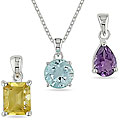 Sterling Silver Multi-gemstone Pendant Set