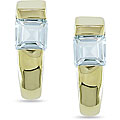 10k Yellow Gold Blue Topaz J-hoop Earrings