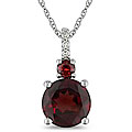 10k White Gold Garnet and Diamond Necklace