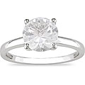 10k White Gold Created White Sapphire Solitaire Ring