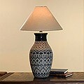 Ceramic 'Festive Blues' Table Lamp (Mexico)