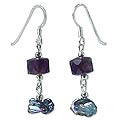 Silver 'Iridescent Night' Pearl/ Amethyst Earrings (Thailand)