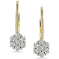 10k Two-tone Gold 1/4ct TDW Diamond Cluster Earrings (I-J, I2)