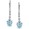 10k White Gold Blue Topaz and Diamond Earrings