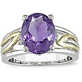 Sterling Silver and 10k Gold Amethyst and Diamond Ring