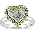 Sterling Silver and 10k Gold 1/10ct TDW Diamond Heart Ring