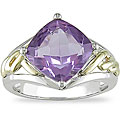 Sterling Silver and 10k Yellow Gold Amethyst Ring