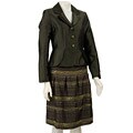 Sharagano Women's 2-piece Earth Green Skirt Suit