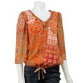 Adiva Women's Printed Peasant Blouse