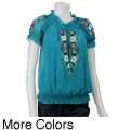 ECI Women's Embroidered Peasant Top