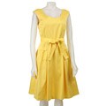 Calvin Klein Women's Yellow Belted Sleeveless Dress