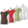 RXB Women's Smocked Neck Cap-sleeve Tee