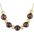10k Yellow Gold Off-brown FW Pearl Necklace (8-9 mm)