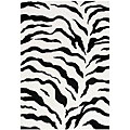Black Zebra Print Wool Tufted Rug (5' x 8')