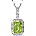 10k White Gold Peridot and Diamond Necklace