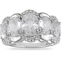 Sterling Silver White Topaz and 1/8ct TDW Diamond Ring