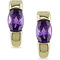 10k Yellow Gold Amethyst J-hoop Earrings