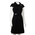 Tahari ASL Women's Short-sleeve Belted Ponte Dress
