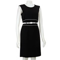 Tahari ASL Women's Sleeveless Belted Crepe Dress