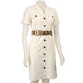 Tahari ASL Women's Ivory Belted Shirtdress