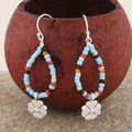 Sterling Silver Flower Multicolor Hoop Earrings (USA)