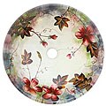 Geyser English Garden Hand-painted Tempered Glass Vessel Bathroom Vanity Sink