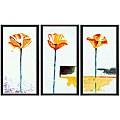 Hand-painted 'Yellow Poppy' Framed Canvas (Set of 3)