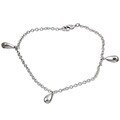 Rhodium-plated Brass Three Teardrop Charm Bracelet