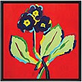 'Technicolor Flowers' Hand-painted Framed Canvas Art