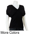 Shu Shu Women's V-neck Bubble Sleeve Sweater