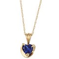 10k Yellow Gold Heart-shaped Created Sapphire Necklace