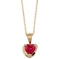 10k Yellow Gold Heart-shaped Created Ruby Necklace