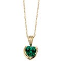 10k Yellow Gold Heart-shape Created Emerald Necklace
