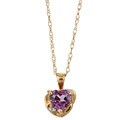 10k Yellow Gold Heart Simulated Alexandrite and Diamond Necklace