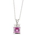 10k Gold Created Pink Sapphire and Diamond Necklace