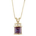 14k Gold Square Created Alexandrite and Diamond Necklace