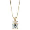 14k Yellow Gold Square Aquamarine and Diamond Necklace