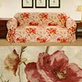 Bouquet Floral Faux Suede Chair Slipcover