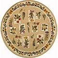 Hand-hooked Ivory Wool Rug (4' Round)