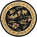 Hand-hooked Black Wool Rug (4' Round)