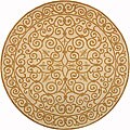 Hand-hooked Ivory/ Gold Wool Rug (3' Round)
