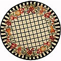 Hand-hooked Round Wool Rug (3' Round)