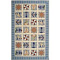 Hand-hooked Sailor Wool Rug (5'3 x 8'3)