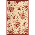 Hand-hooked Ivory/ Rose Wool Rug (8'9 x 11'9)