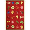 Hand-hooked Fruits Wool Rug (3'9 x 5'9)