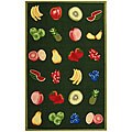 Hand-hooked Fruits Hunter Green Wool Rug (8'9 x 11'9)
