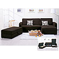 Microfiber 3-piece Chocolate Sectional Sofa and Ottoman Set