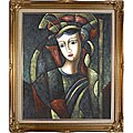 'The Madonna (Stained Glass Style)' Framed Oil Painting